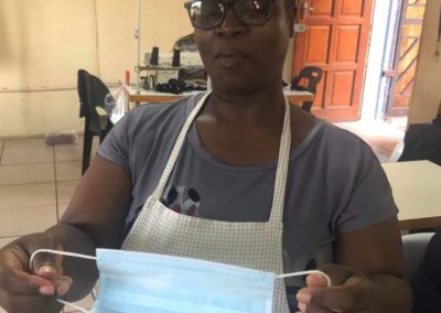Sewing Project Worker Displaying Complete Mask